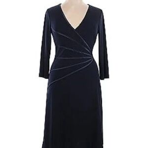 dressbarn black sheath Elegant V-neck Long Sleeve Dress size:10